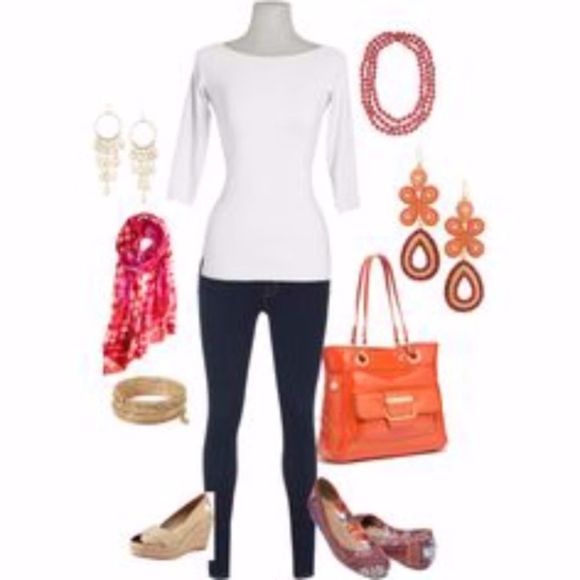 Stella & Dot Capri Chandelier Earrings — Coral Red Orange - Picture 8 of 10